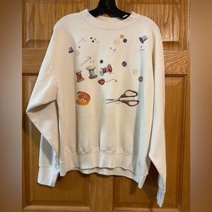 1990’s Sewing Seamstress Sweatshirt 95 Impulse Wear Womens XL Volunteer Knit USA
